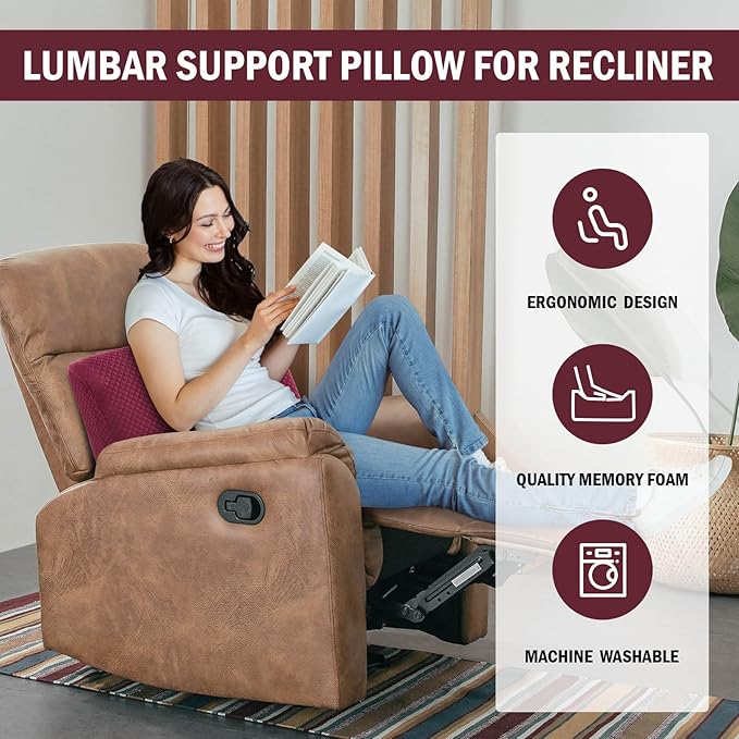 HOMBYS Lumbar Support Pillow for Recliner Chair, Memory Foam Back Support - Image 2