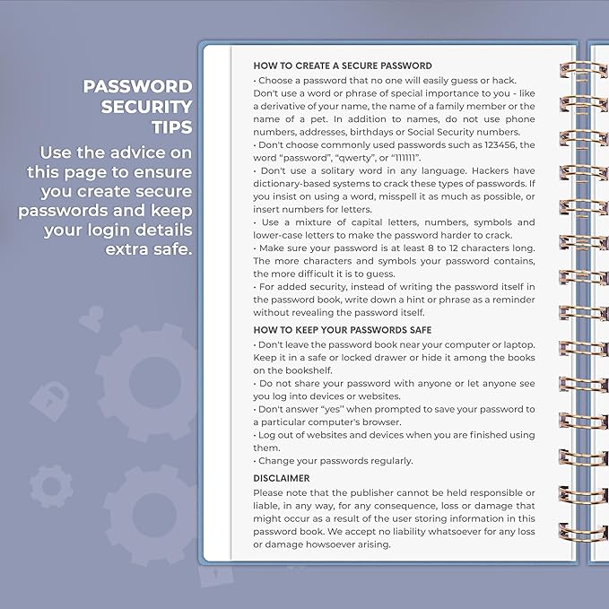 Clever Fox Password Book Spiral – Internet Address & Password Organizer - Image 5
