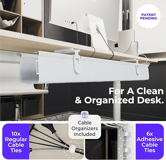Ascrono Original No Drill Under Desk Cable Management Tray 40.6" - Image 5