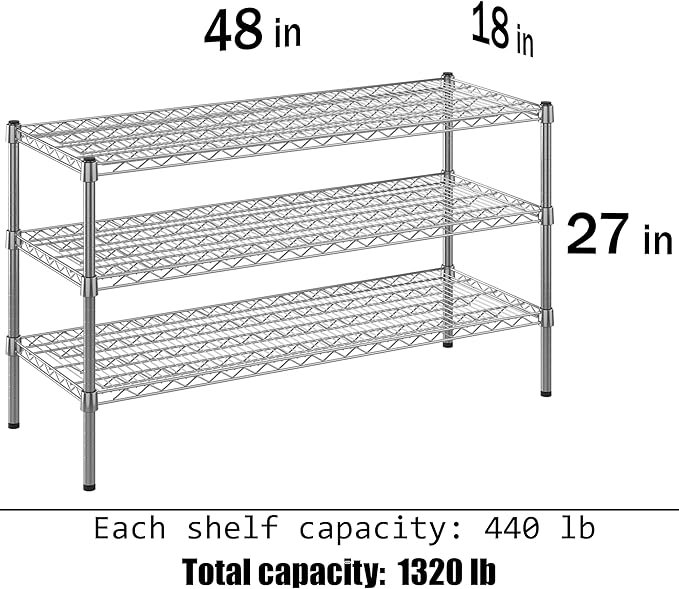 Regal Altair 18" Deep x 48" Wide x 27" Height Wire Shelving Kit | 3-Tier | NSF - Image 3
