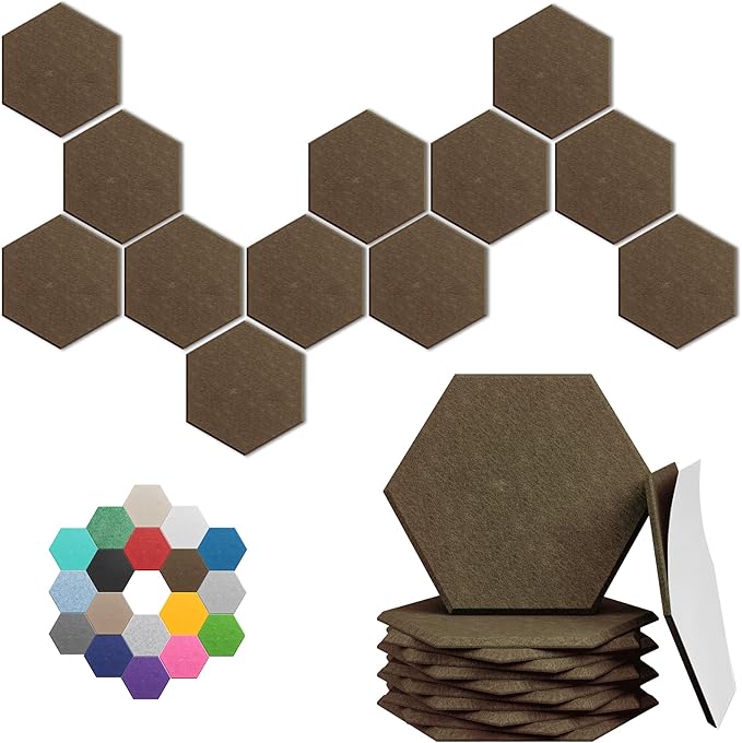 Hexagonal Acoustic Panels-12 Pack High-Density Sound Absorbing Panels by UNECHOACOUSTIC