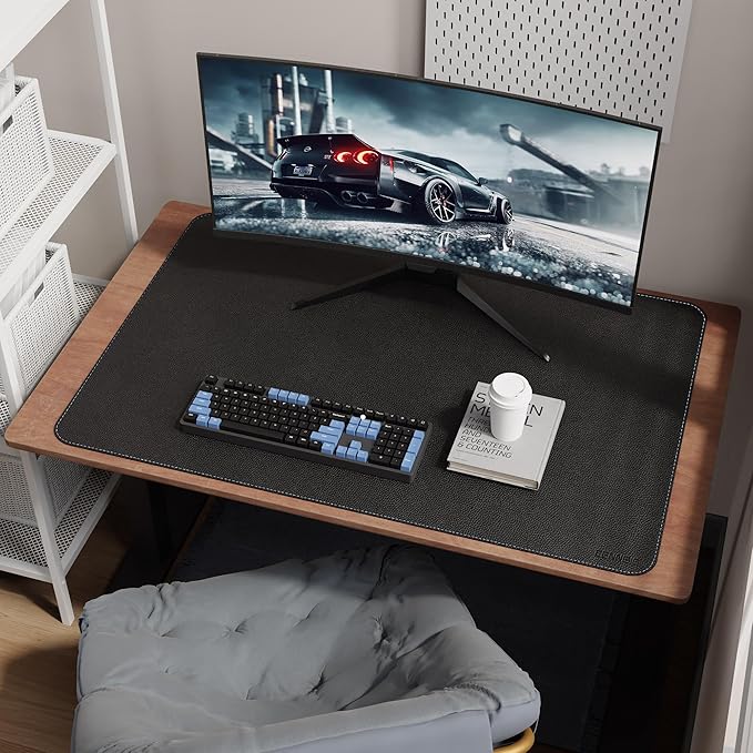 CENNBIE 39.4" x 27.5" Black Leather Desk Mat, Non-Slip Waterproof Extra Wide - Image 6