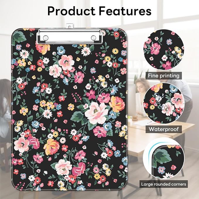 Luminzo Plastic Cute Clipboard Low-Profile Metal Clip, A4 Letter Size 9 x 12.5 - Image 6