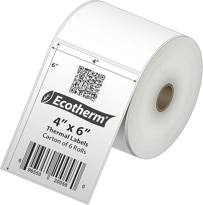 4" x 6" Thermal Labels | 6 Rolls | 2850 Labels | fits Zebra, Offnova Thermal - Image 2
