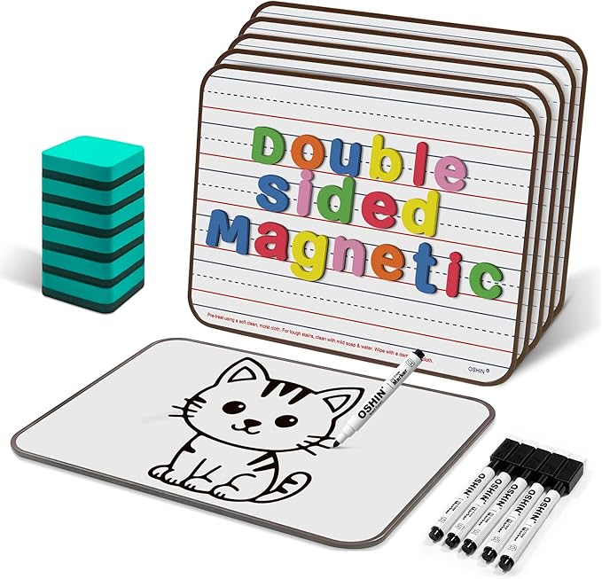 6 Pack Small White Boards, Teacher School, Include 6 Markers, 6 Erasers by Unknown