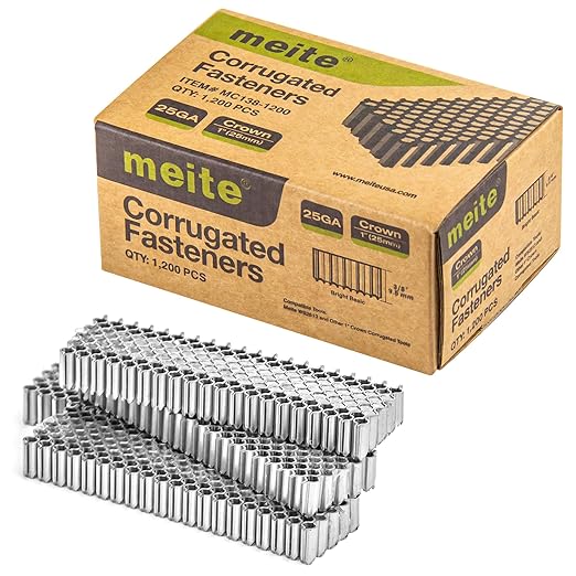 meite Corrugated Fasteners MC138 25 Gauge 1-Inch Crown 3/8-Inch Length Staples by meite