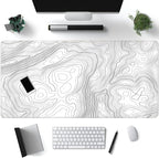 Mechanical Cattle Desk Mat Large Gaming White Mouse Pad Minimalist Topographic by Mechanical+Cattle