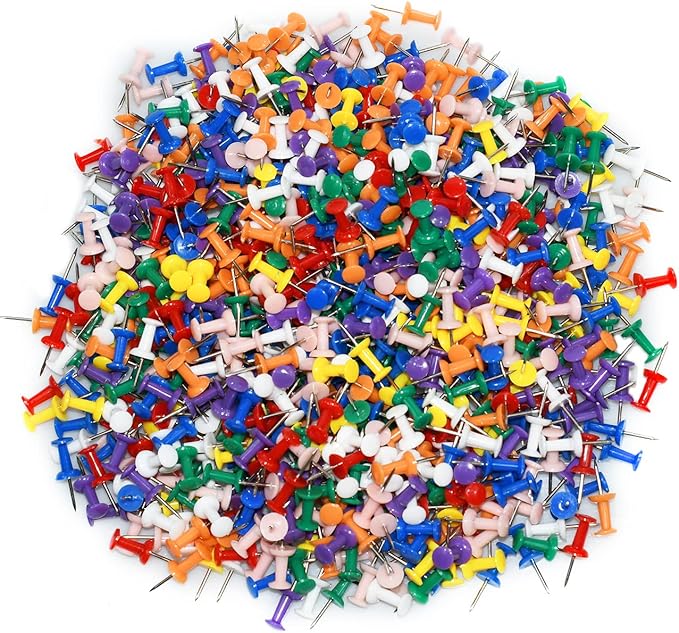 JIKIOU 800 Count Assorted Colors Push Pins - Image 2