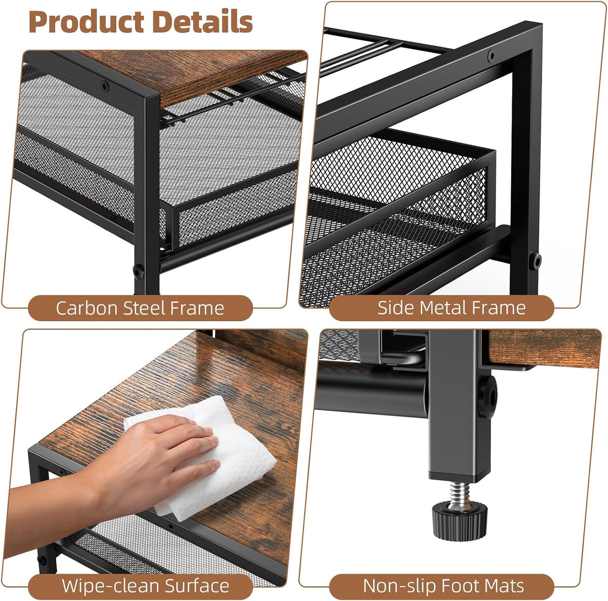 Coffee Bar Organizer For Countertop, with Sliding Storage Drawer