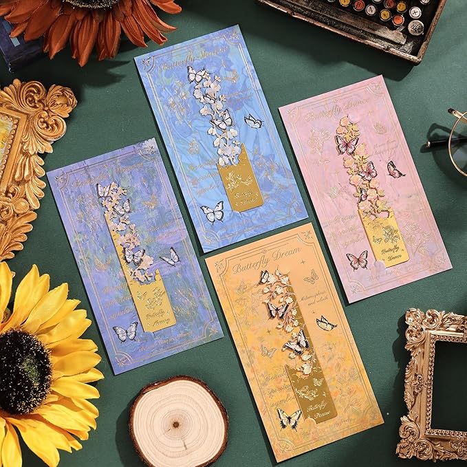 4pcs Metal Bookmarks, Butterfly Flower Theme Pretty Book Marks - Image 4