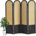 Asnefeli Room Divider 4 Panels, Folding Privacy Screen, Foldable Wood Rattan by AsNefeli