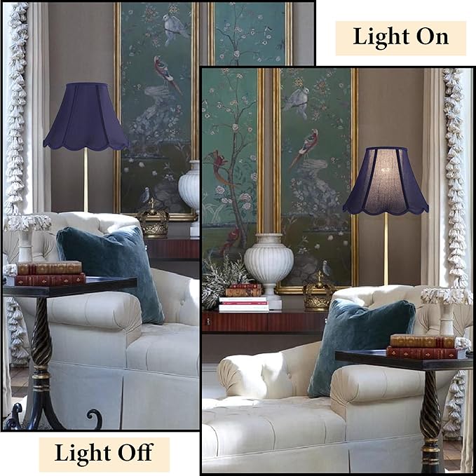 GOSO Medium Blue Scalloped Lamp Shade Set of 2, Replacement Braids - Image 7