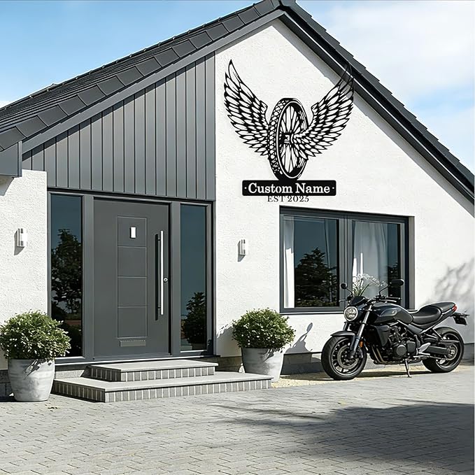 Custom Motorcycle Wheel Metal Signs Personalized Biker Name Sign Custom Garage - Image 3