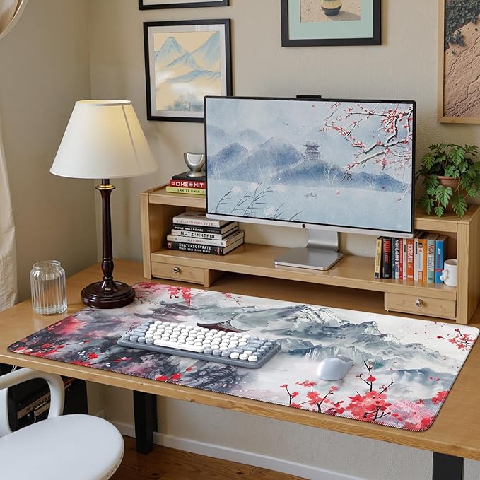iCasso Desk Protector Mat, Large Japanese Mouse Pad, Stable Rubber Base Mousepad - Image 7
