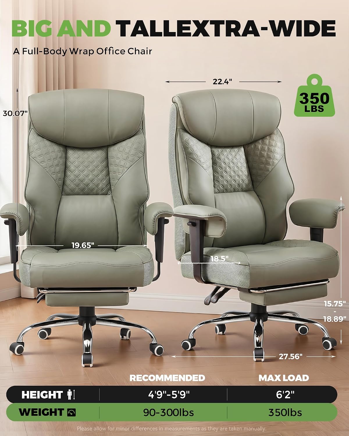 GTPLAYER Big and Tall Office Chair Computer Gaming Chair with Footrest