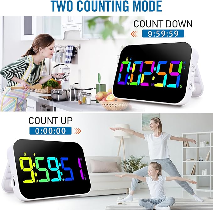 Kitchen Timer （1.5" Number） 10 RGB Color Changing Digital Magnetic Timer - Image 8