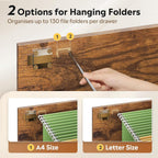 devaise 4 drawer wood file cabinet for home showing dimensions