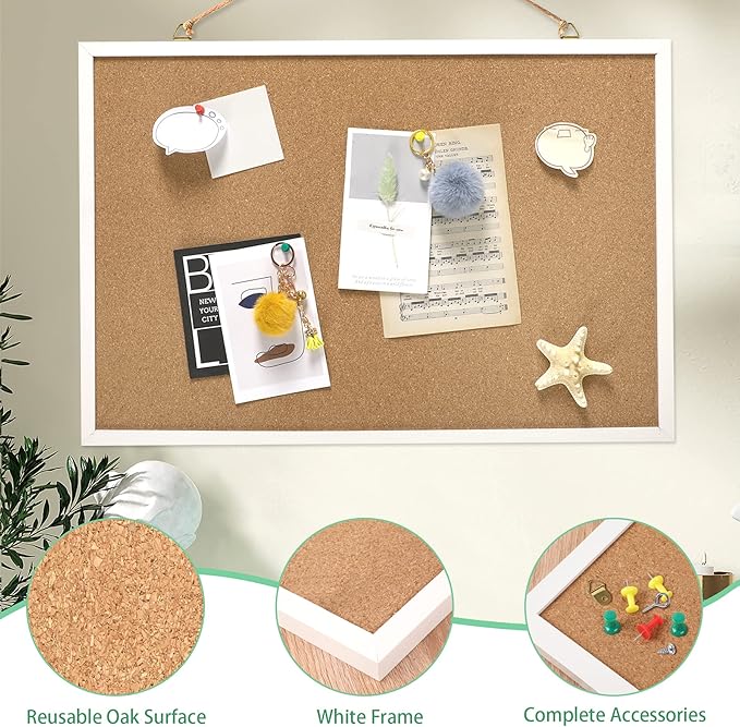 FEBSNOW Cork Board Bulletin Board 23 x 15.7 Inches - Image 3