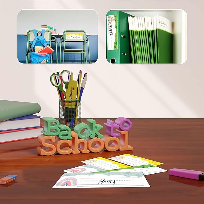 Name Tags for Classroom Cubbies, 30 Boho Rainbow Name Plates for Desks - Image 4
