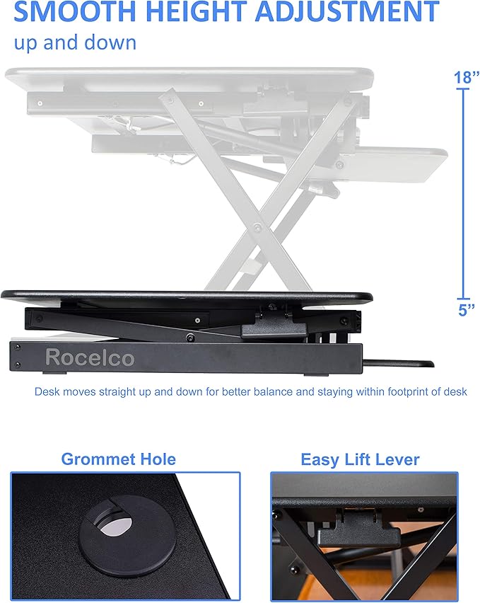 Rocelco 32" Height Adjustable Standing Desk Converter - Image 2