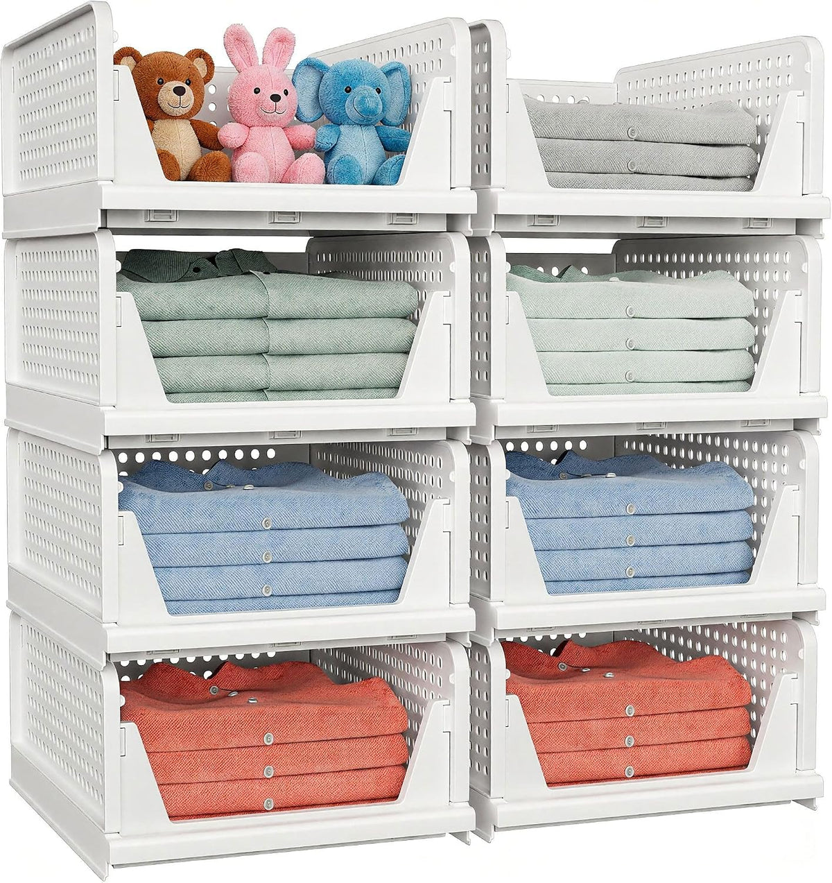 caktraie 8 Pack Stackable Closet Storage Basket - Stackable Storage Bins