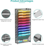 VEESUN 12 Tier Wall File Organizer, Mesh Letter Magazine Mail Wall File Holder - Image 3