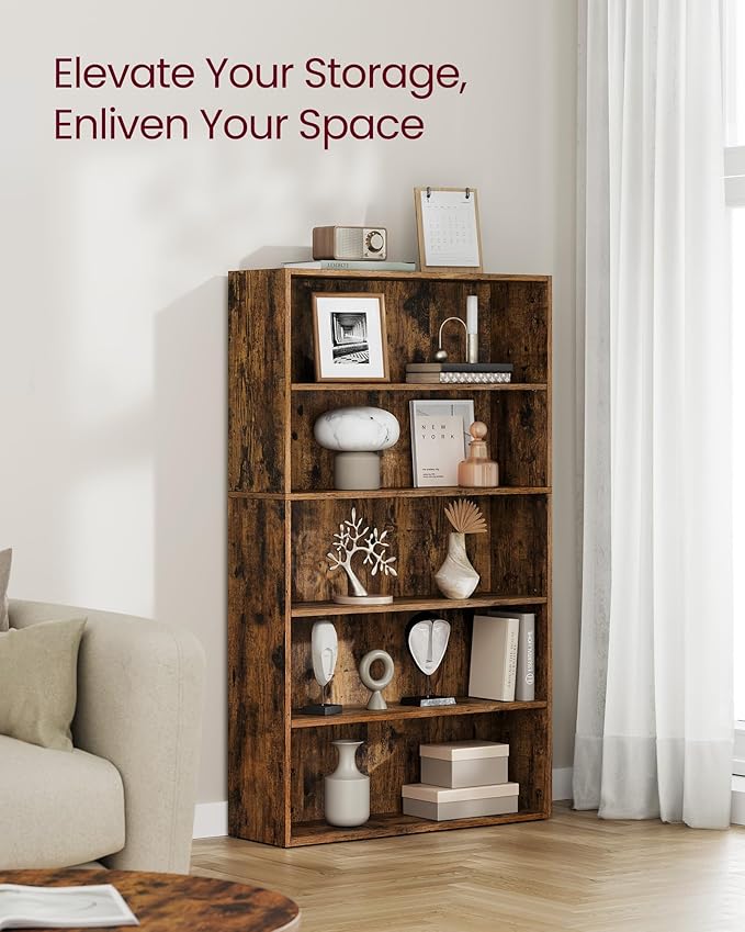 VASAGLE Set of 2 Bookshelves, 30 Inches Wide, 5-Tier Open Bookcases - Image 4