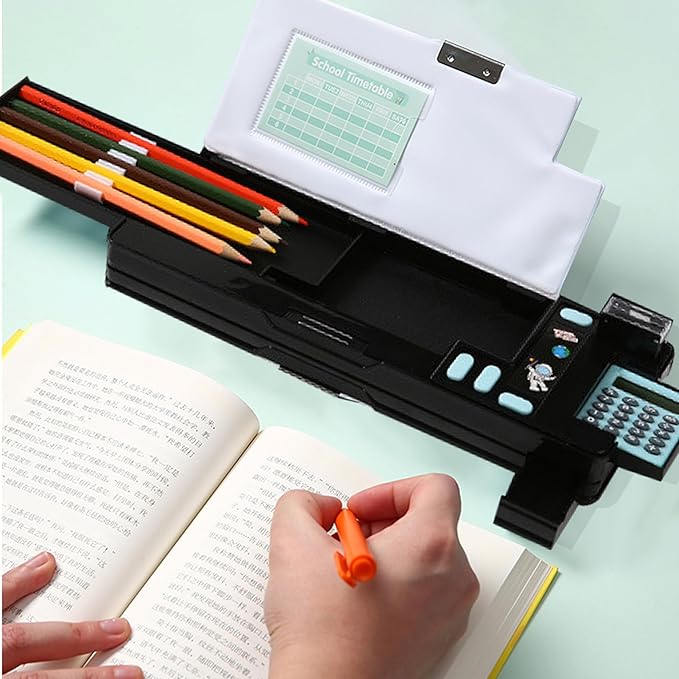 Pop Up Multifunction Pencil Case, Cute Cartoon Pen Box Organizer Stationery - Image 2