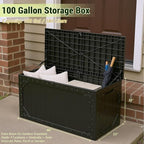 TARKARI 100 Gallon Lockable Resin Deck Box, Waterproof & UV-Resistant Outdoor - Image 2