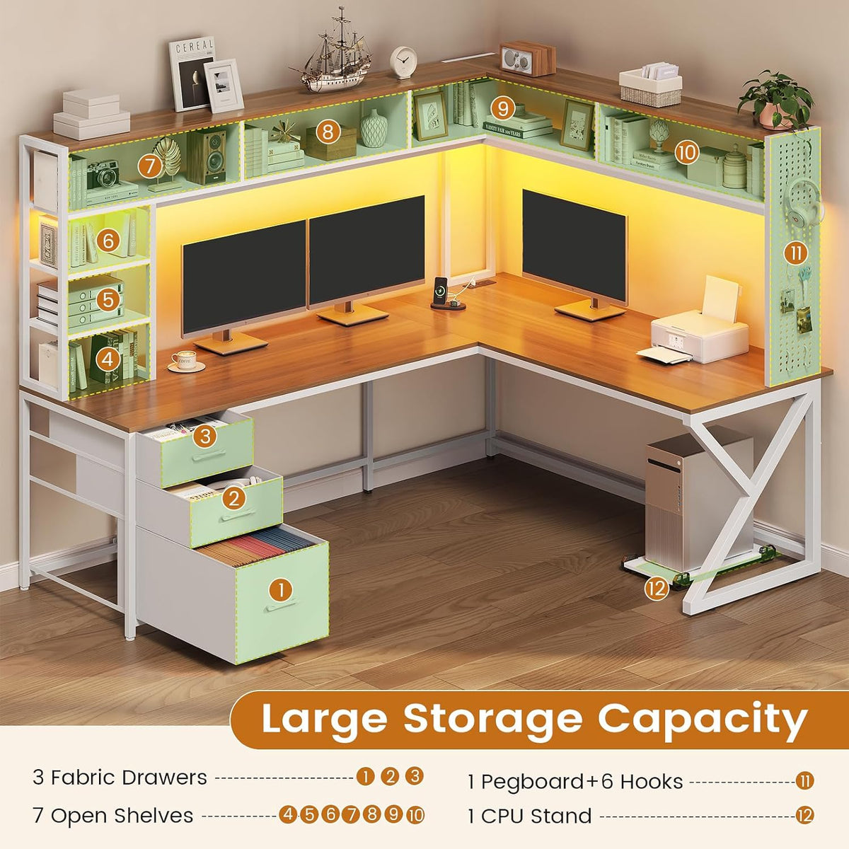 SEDETA L Shaped Office Desk, Convertible 94.5" Computer Desk with Drawers