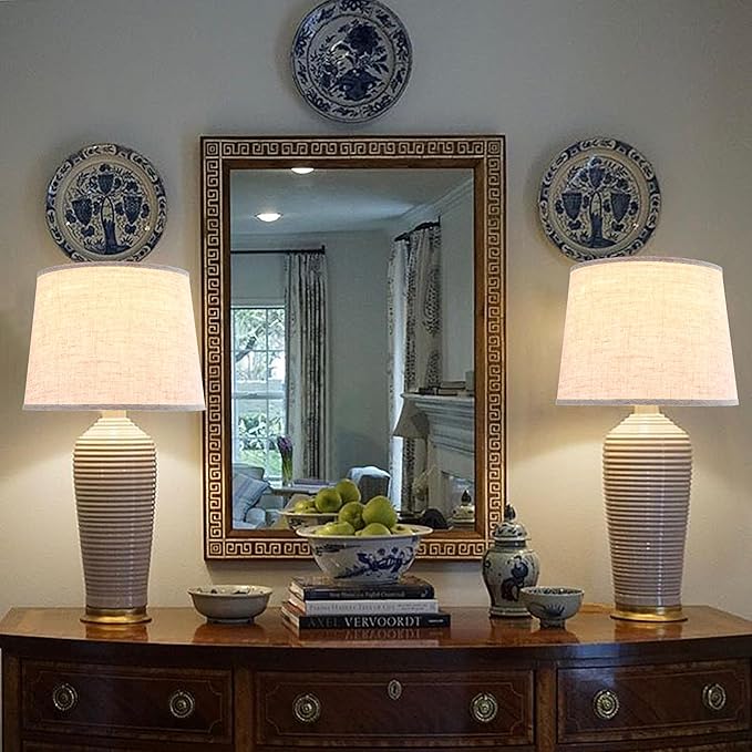 GO&SO Oatmeal Linen Drum Lamp Shade - Image 7