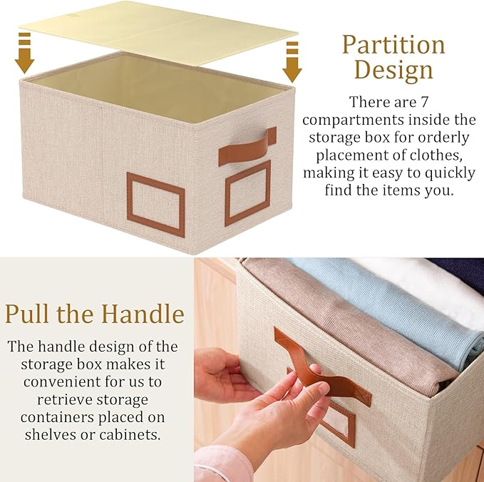 OUTBROS Foldable Storage Box for Shelves, 15.7 x 11.8 x 7.9 inch Fabric Baskets - Image 7