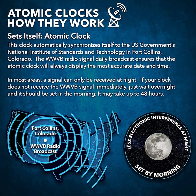 Sharp Atomic Desktop Clock – Auto Set Digital Alarm Clock - Image 8