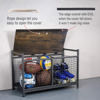 mythinglogic sports storage bench with engineered wood top, side view