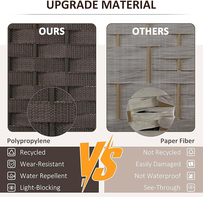 HOMCOM Room Divider, 4 Panel Folding Privacy Screen, 5.6' Tall Freestanding - Image 3