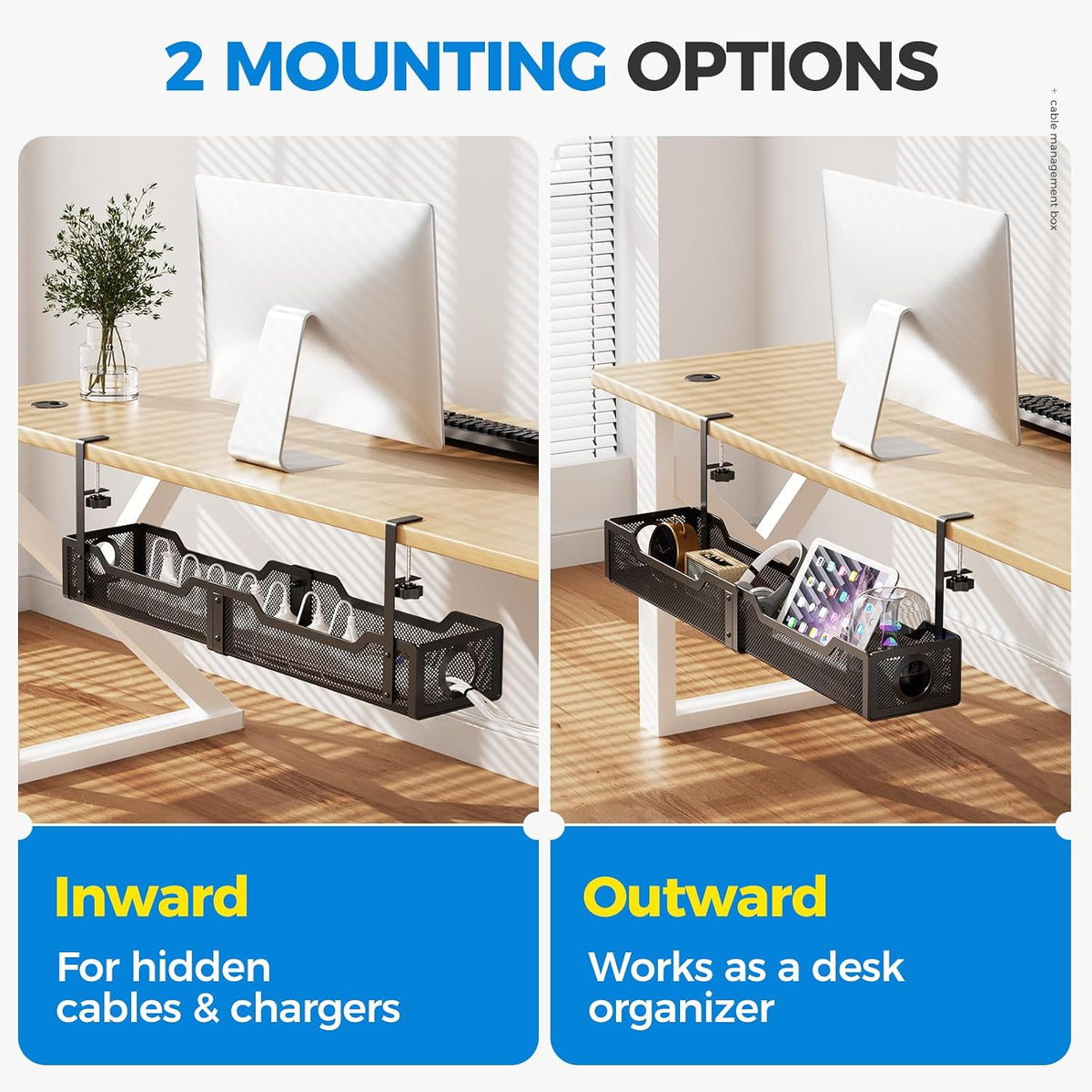 [Upgraded] 25" Extra Large Under Desk Cable Management, Cinati Wire Orga...