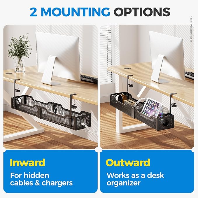 Extra Large Under Desk Cable Management, Cinati 25" Wire Organizers No Drill - Image 6