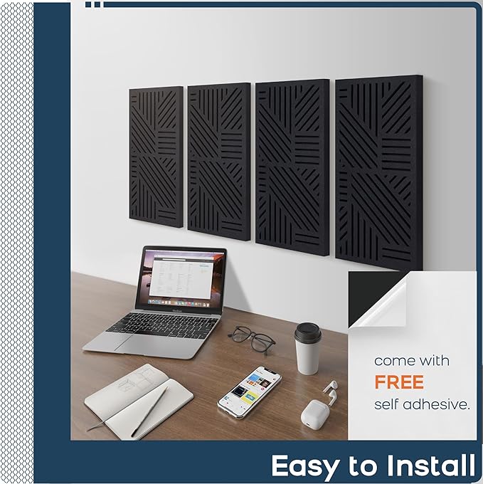 BUBOS 4 PACK Thickened Acoustic Panels, 23.6''x11.8'' Self-Adhesive Sound - Image 8