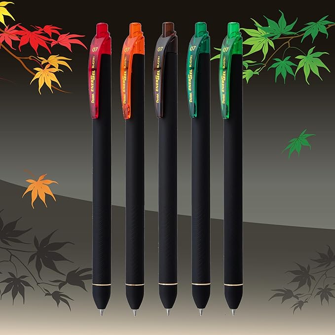 Pentel EnerGel Kuro Shades of Leaves, Retractable Liquid Gel Pen - Image 2