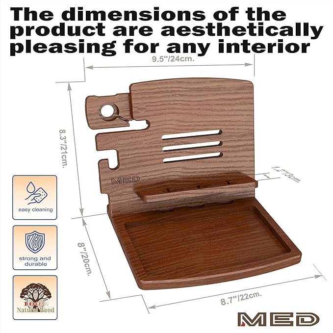 MED Wood Phone Docking Station – Nightstand Desk Organizer - Image 4