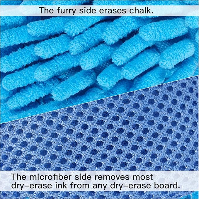 SITHON 4 Pieces Magnetic Microfiber Shag Whiteboard Eraser, Washable Microfiber - Image 3