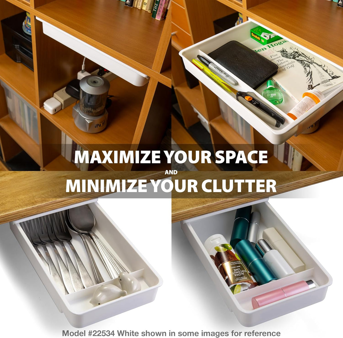 Officemate Large Self-Adhesive Under Desk Drawer, Black, 12.5" x 10.75&q...