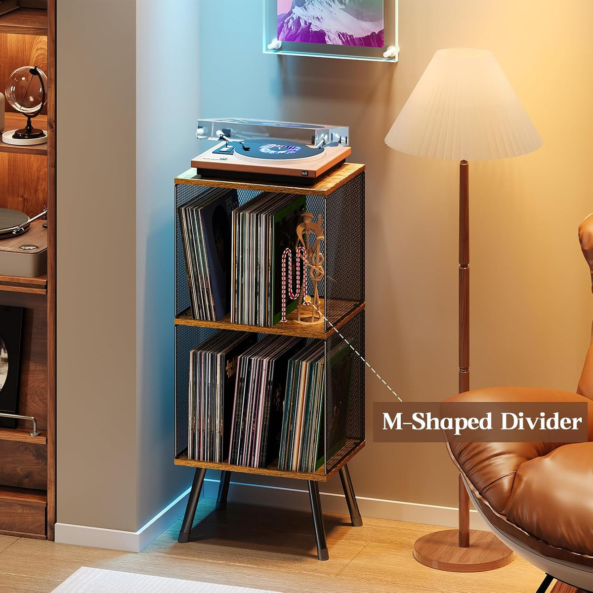 X-cosrack 3-Tier Record Player Stand, Turntable Stand with Storage up to 200 ...
