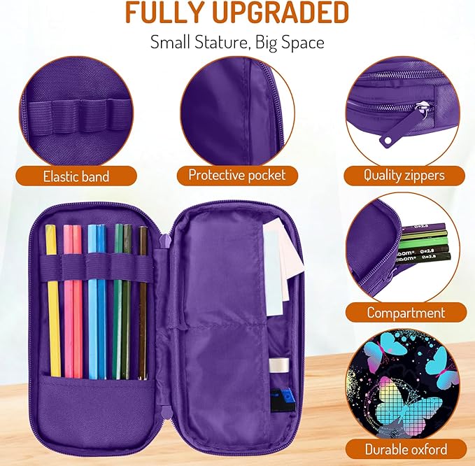 Cute Pencil Case for Girls, Large Girls Pencil Pouch for School Supplies - Image 2