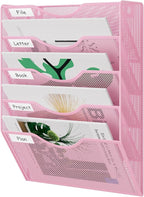 EasyPAG 5 Pocket Mesh Wall File Organizer, Hanging Paper Folder Holder by EasyPAG