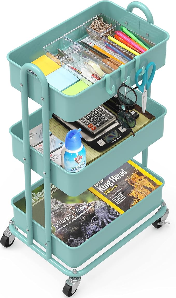 Simple Houseware 3-Tier Heavy Duty Metal Utility Rolling Cart - Image 3