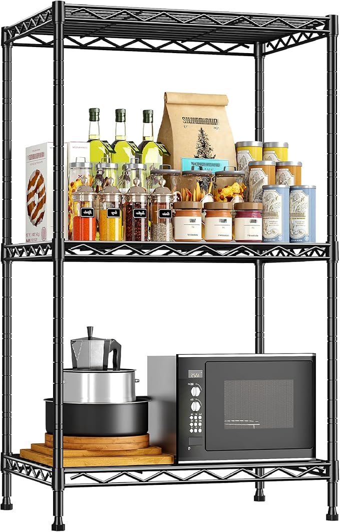 DurayLoly 3 Tier Metal Wire Storage Shelves, Adjustable Small Wire Shelving Unit by Durayloly