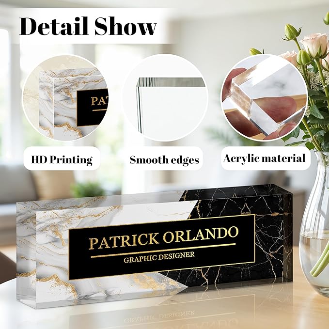 Personalized Name Plate for Desk, Custom Acrylic Desk Name Sign, Office - Image 2
