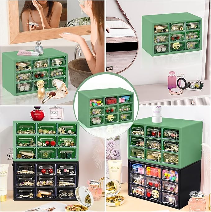 Desk Storage Organizer with 9 Drawers, FODIENS Stackable Desktop Craft Drawer - Image 6