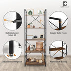 CAPHAUS 5 Tier Bookshelf, 24 Inch Width Free Standing Shelf, Bookcase Shelf - Image 5
